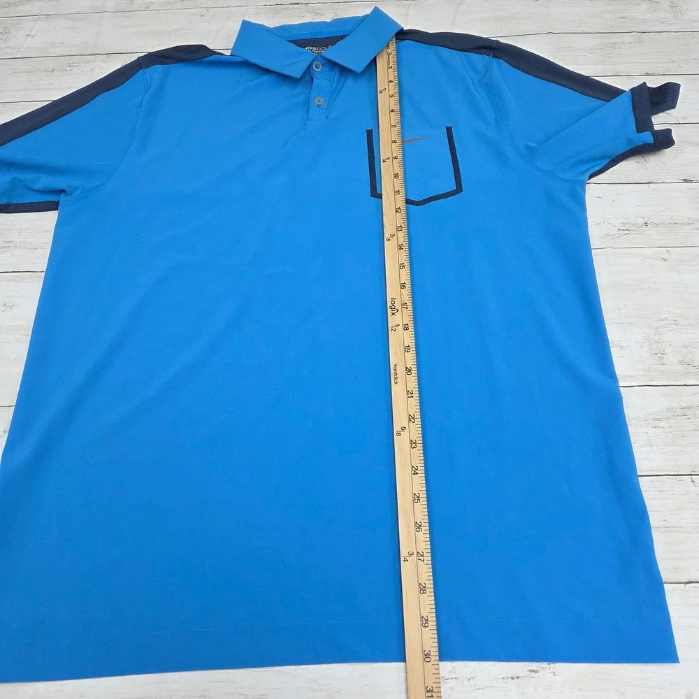 Nike Golf Polo Mens XL Blue Tour Performance Dri-FIT SS‎ Chest Pocket 639239 406